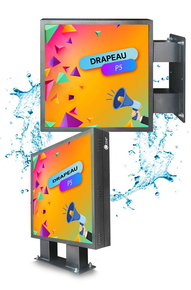 Ecran LED drapeau double face P5 Full Color extérieur AGR Display COSMI France