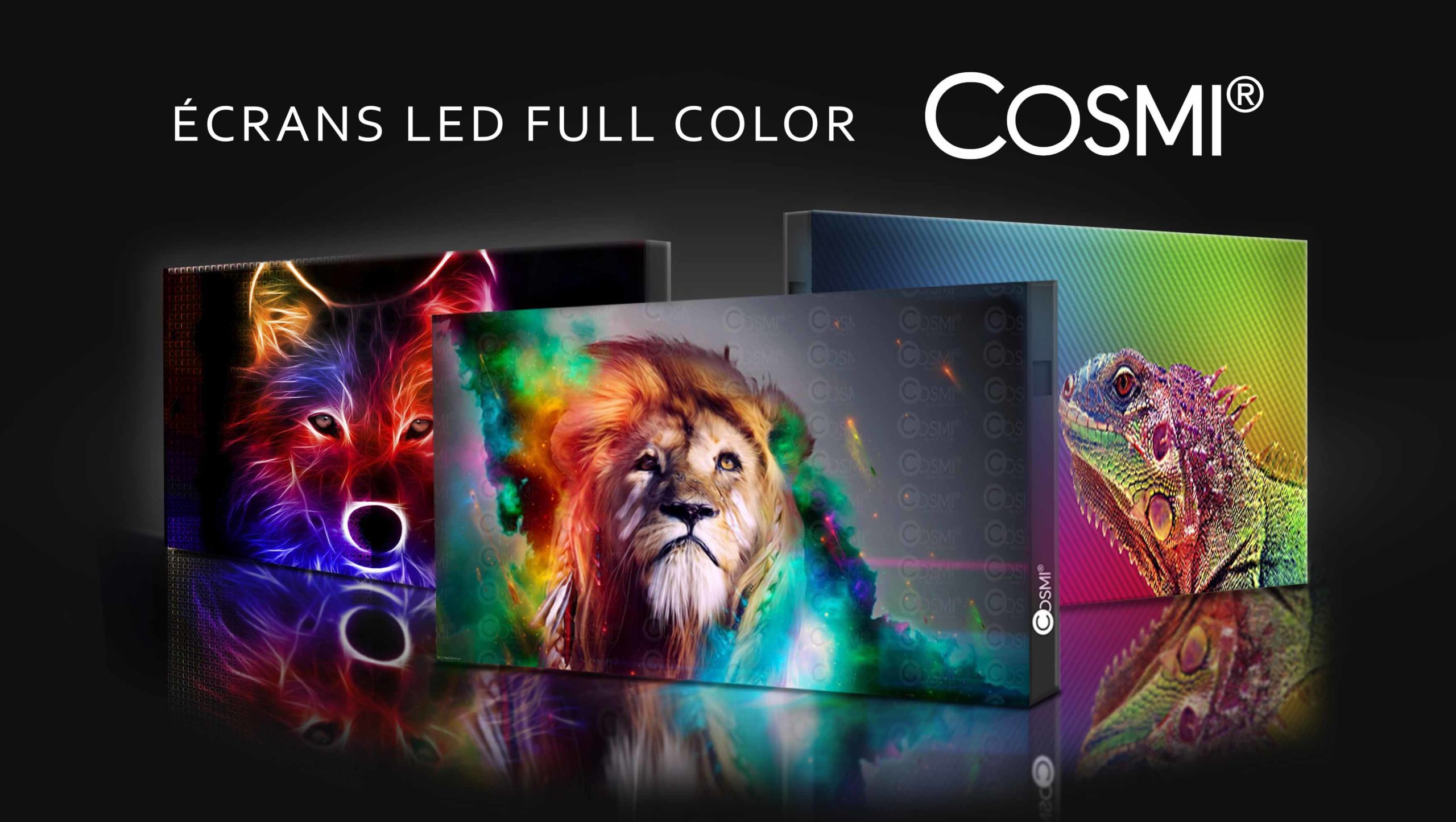 ecrans-led-full-color-cosmi-agr-display Ensemble d'écrans LED de la marque COSMI Full Color mis à disposition par AGR Display en France