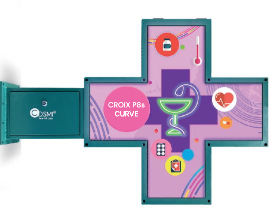 Croix pharmacie pour les pharmacies ou cliniques vétérinaires, elle vous permet de diffuser du contenu tels que des images, vidéos et même du texte. Optez pour notre croix de pharmacie LED P8S Full Color extérieur grâce à sa visibilité vous pourriez la voir d’au moins 8 mètres.