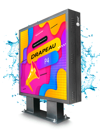 Ecran LED drapeau double face P4 Full Color extérieur AGR Display COMSI France