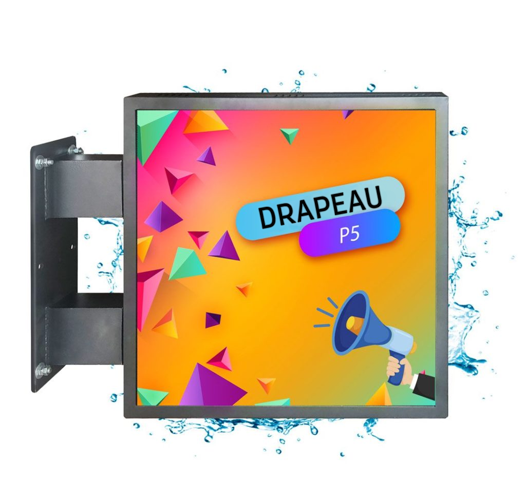 Ecran LED enseigne drapeau deux faces LED P5 Full Color EXTERIEUR 70 x 70 cm