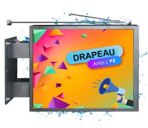 Découvrez le drapeau LED Aries L P5 double face Full Color extérieur qui vous permettra d'afficher tout contenu, il est possible de combiner des vidéos textuelles et des images sur un seul écran. Optez pour ce drapeau LED qui attirera l'attention à des passants à courtes et moyennes distances.