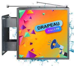 DRAPEAU LED ECRAN double face pour publicite, enseigne exterieur, devanture de magasin