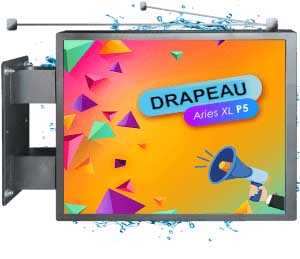 Ce drapeau LED faisant partit de notre gamme professionnelle est idéal en devanture de magasin pour de la publicité, afficher des offres promotionnelles en extérieur et biens d'autres contenu de plus le drapeau LED sera visible à courtes et moyennes distance.